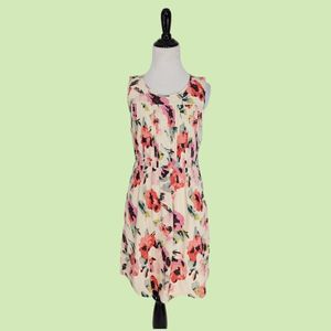 Madewell Tea Rose‎ Ivory Pink Floral Silk Dress Womens Size 2